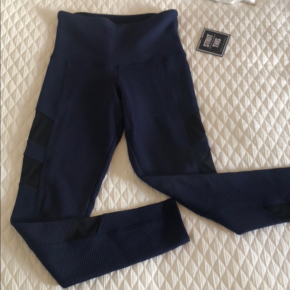 Strut this navy waffle capris